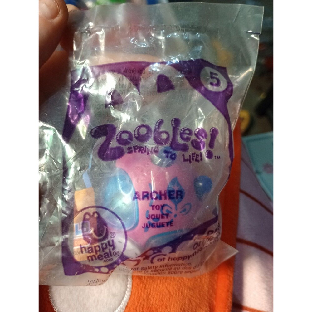 RARE #5 McDonald's 2012 Happy Meal Toy Zoobles Spring to Life Archer New Sealed